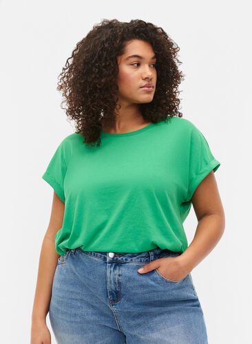 Kortärmad t-shirt i bomullsmix, Kelly Green, Model image number 0