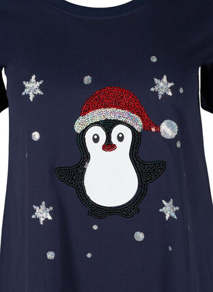 T-shirt med julmotiv i bomull, Night Sky Pingvin, Packshot image number 2