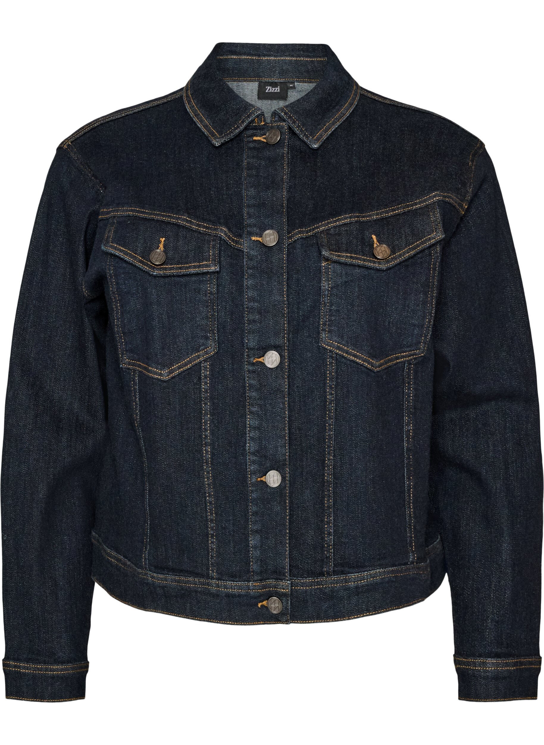 ZizziKlassisk jeansjacka med kontrasts&ouml;mmar, Bl&aring;, Packshot image number 0