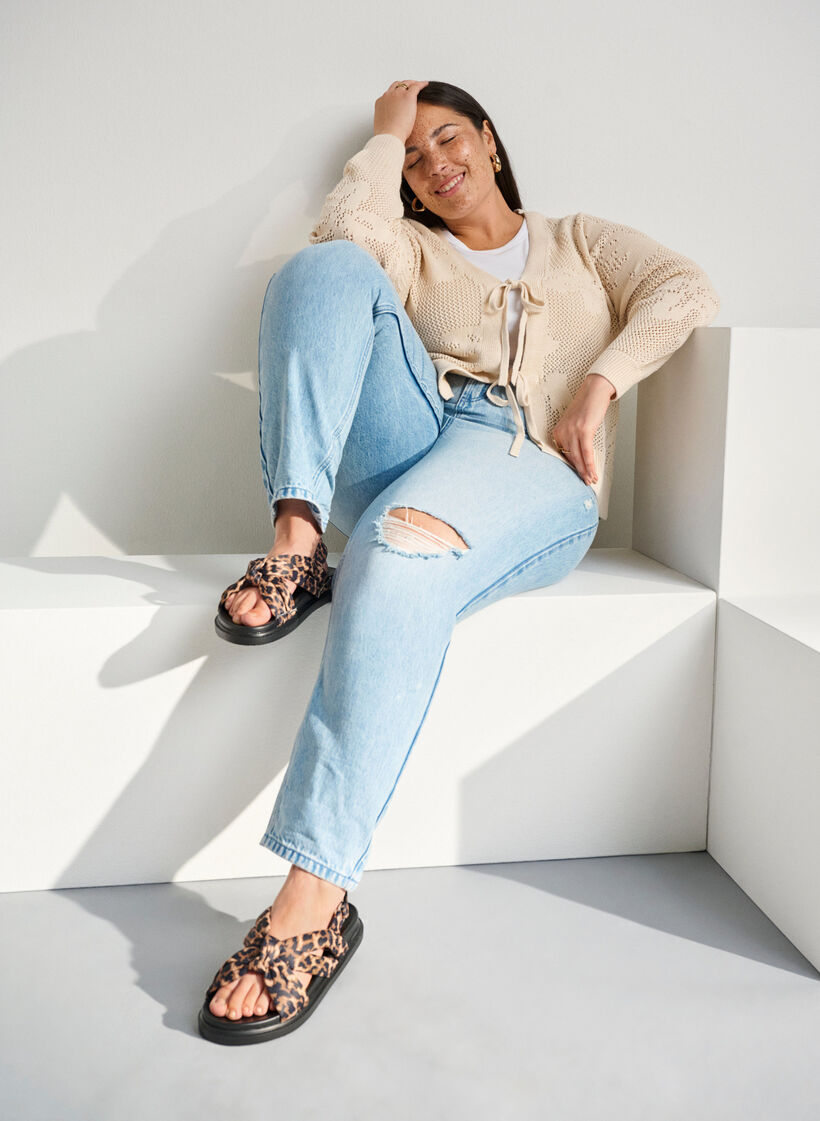 Wide fit - Sandal med knutdetalj, Brun, Image image number 0