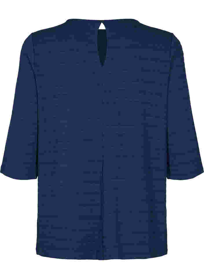 V-ringad blus med 3/4-ärmar, Navy Blazer, Packshot image number 1