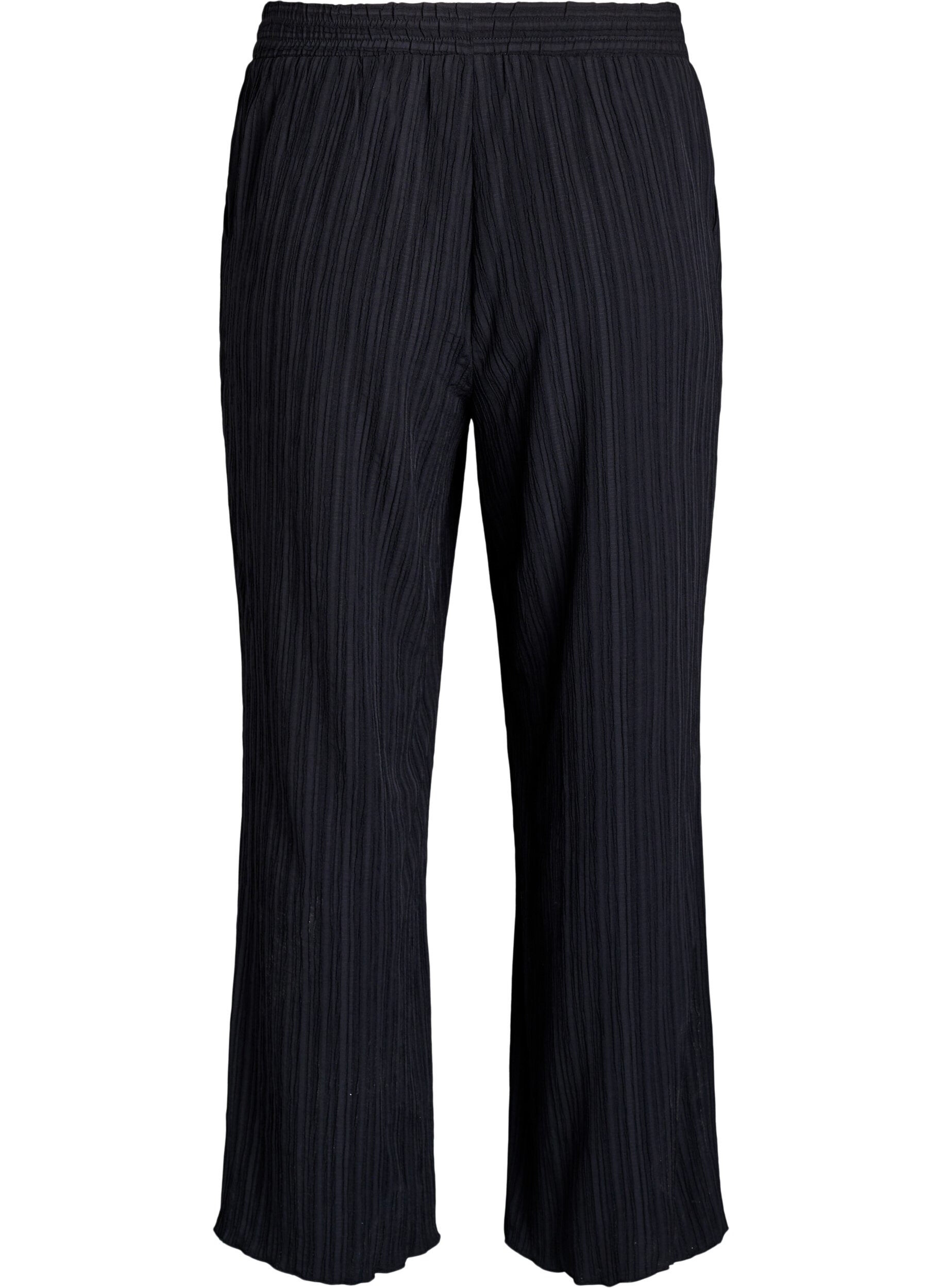 Zizzi FLASH - Byxor med h&ouml;g midja och vida ben, Svart, Packshot image number 1