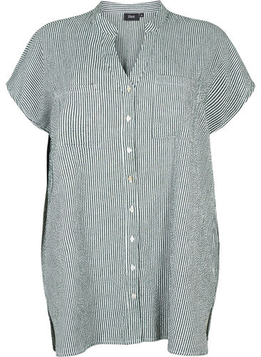Randig skjorta i bomull med korta ärmar, Scarab Stripe, Packshot image number 0