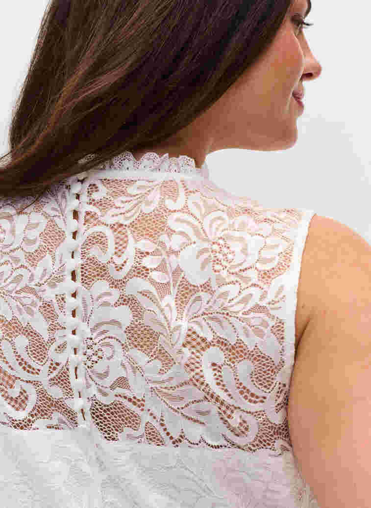 Ärmlös brudklänning med spets och plisserad kjol , Star White, Model image number 2