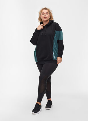 Sweatshirt med fickor och huva, Black, Model image number 2