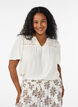 Blus i viskos med broderie anglaise, Beige, Model image number 0