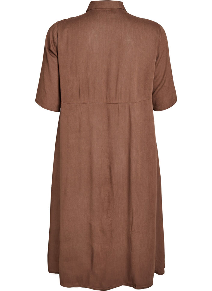 Midiklänning i skjortmodell med korta ärmar, Rain Drum, Packshot image number 1