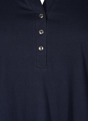 T-shirt i bomull med v-ringad hals och knappar, Night Sky, Packshot image number 2