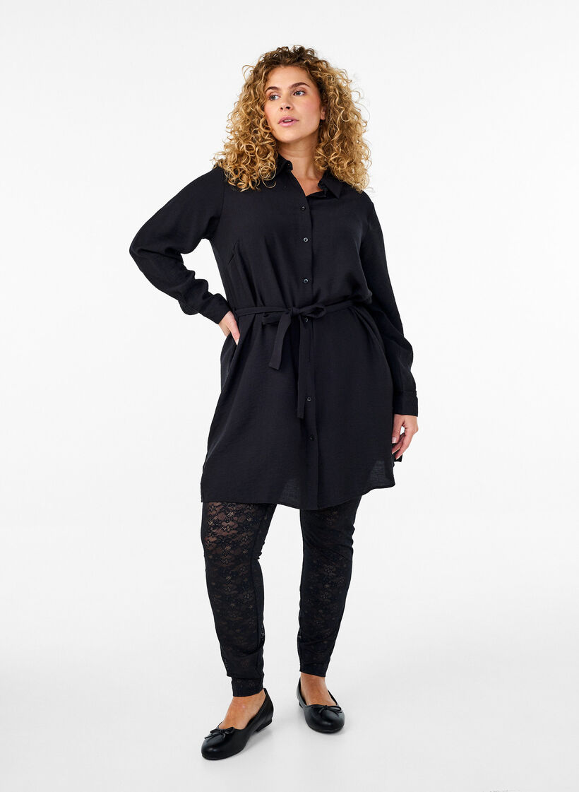 Spetsleggings, Svart, Model image number 1