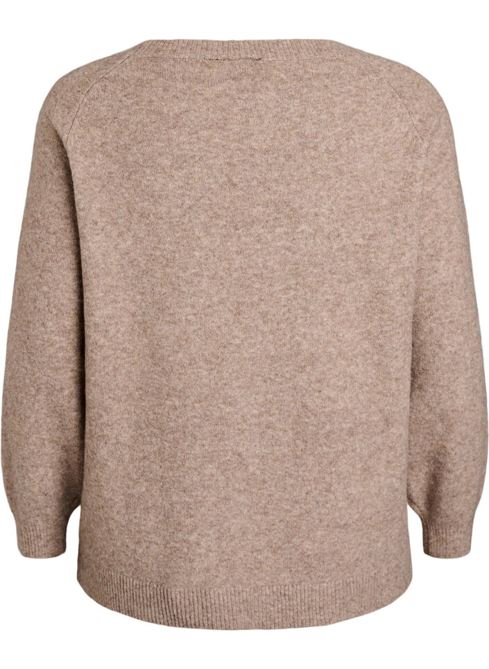 blus i stickat med strass och nitar, Beige, Packshot image number 1