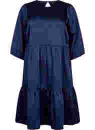 Klänning med ryggdetalj och 3/4-ärmar, Maritime Blue