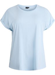 Kort&auml;rmad t-shirt i bomullsmix, Bl&aring;