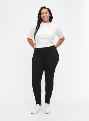 Extra slim Amy jeans med hög midja, Black, Model image number 0