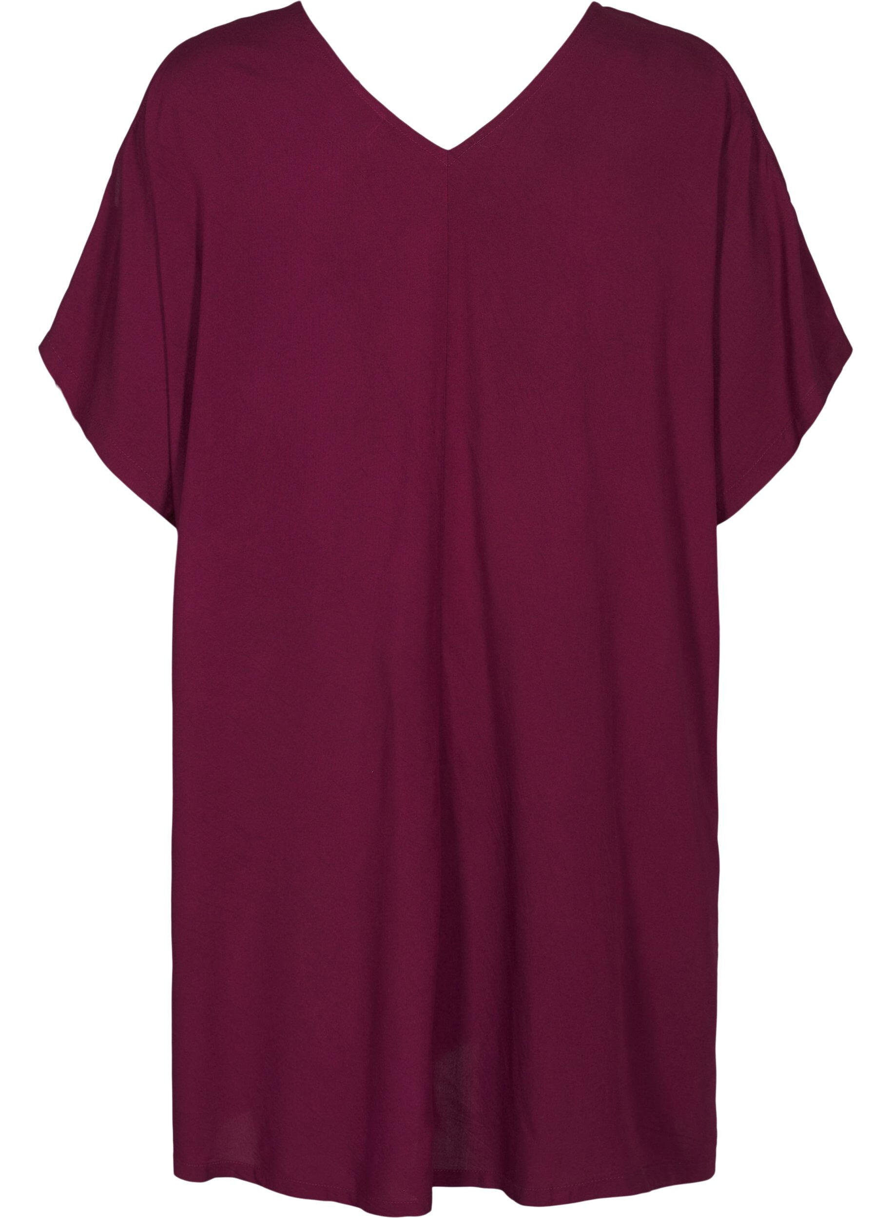 Zizzi Strandkl&auml;nning i viskos med axeldetalj, R&ouml;d, Packshot image number 1