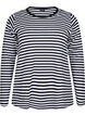 Randig blus med l&aring;nga &auml;rmar, Svart, Packshot image number 0