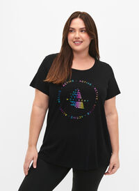Sport t-shirt med tryck, Black/Hologram logo, Model