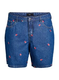 Broderade jeansshorts, Bl&aring;