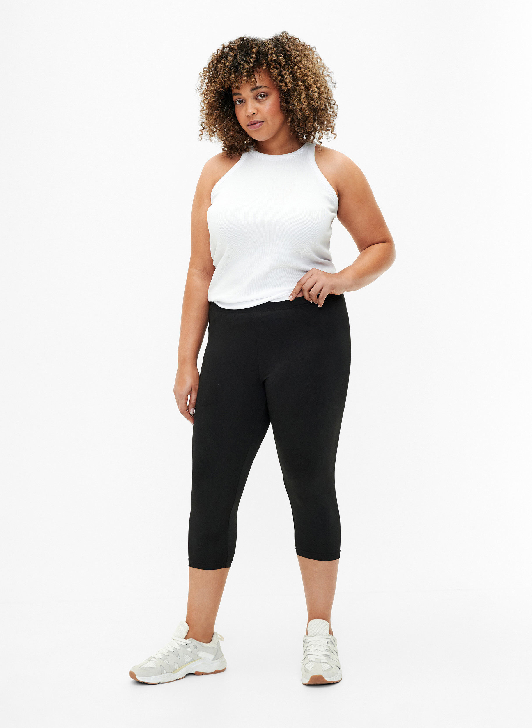 Zizzi 2-pack leggings i 3/4-l&auml;ngd, Svart, Model image number 1