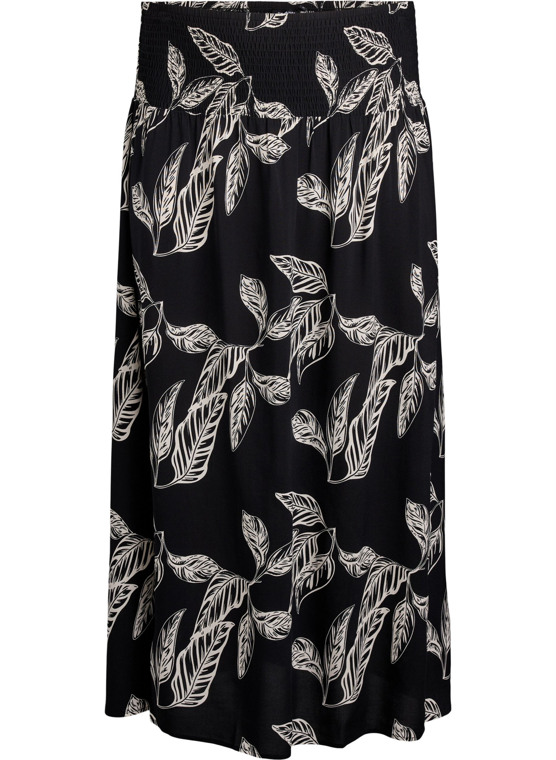 ZizziMaxikjol i viskos med smock, Svart, Packshot image number 0
