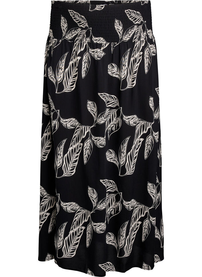 Maxikjol i viskos med smock, Svart, Packshot image number 0