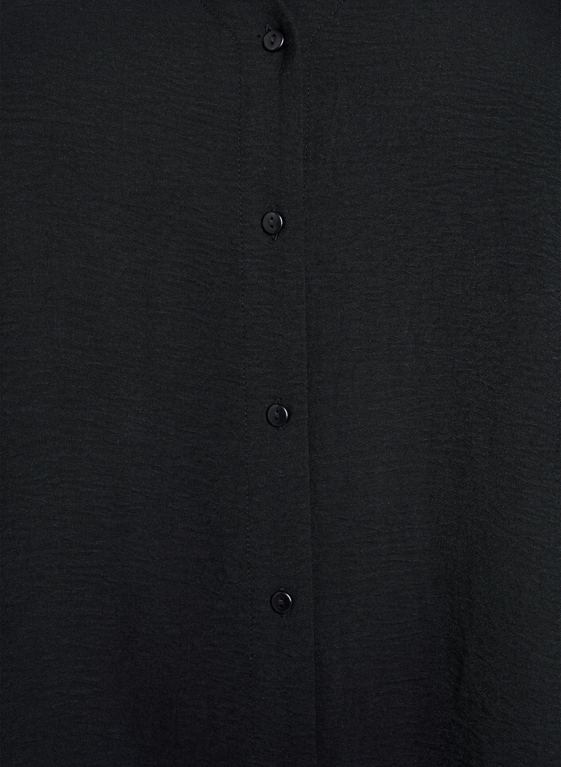 ZizziSkjortblus med v-ringning och 3/4-&auml;rm, Svart, Packshot image number 2