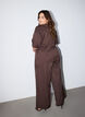 Kritstrecksrandig blus med strass och knappar, Brun, Model image number 2