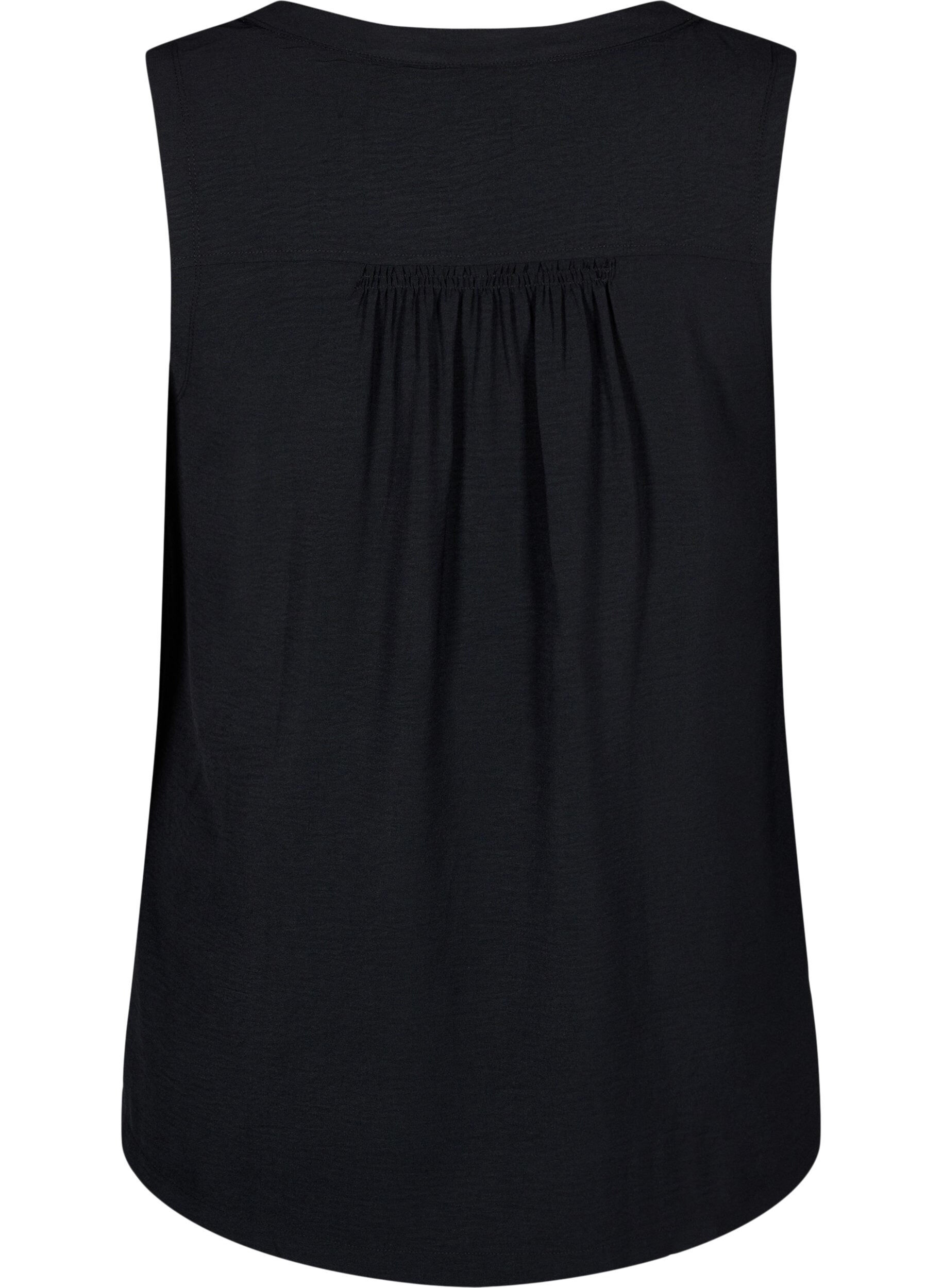 Zizzi&Auml;rml&ouml;s topp med rynkdetaljer, Svart, Packshot image number 1