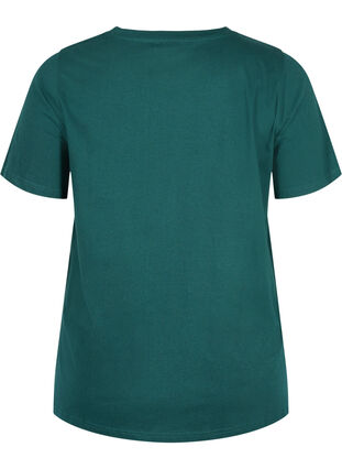 T-shirt i ekologisk bomull med nitar, Dark Green, Packshot image number 1