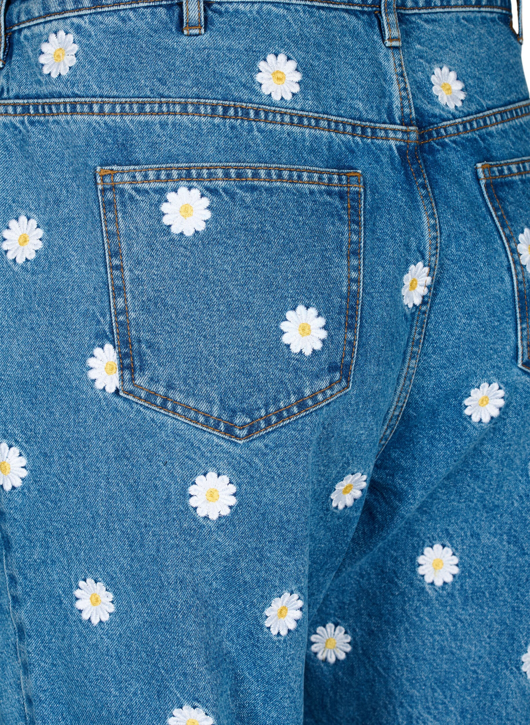 Zizzi Gemma-jeans med h&ouml;g midja och pr&auml;stkragar, Bl&aring;, Packshot image number 3