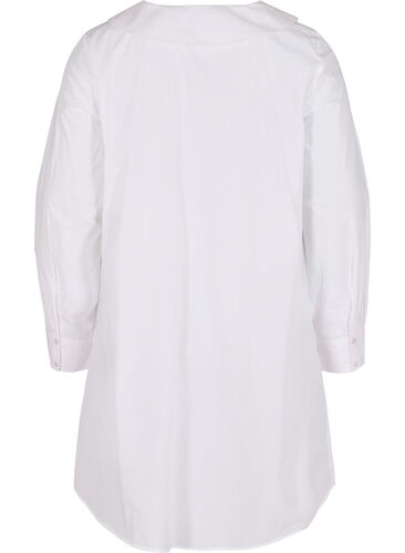 Lång skjorta i bomull med stor krage, Bright White, Packshot image number 1