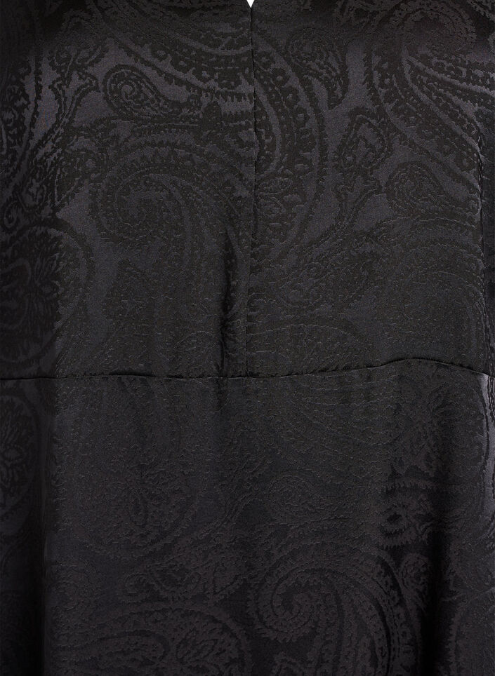 Midikl&auml;nning i jacquard med paisleym&ouml;nster och ving&auml;rmar, Svart, Packshot image number 2