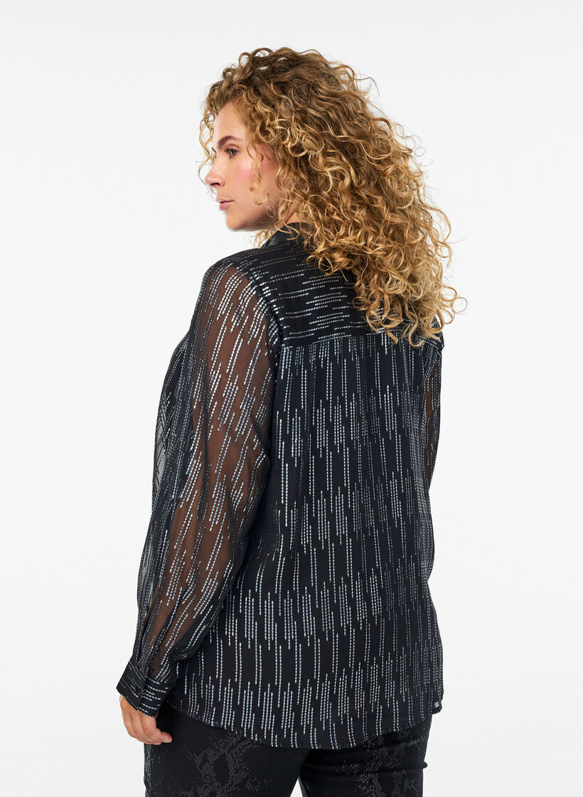 Skjorta med glittrande mönster, Svart, Model image number 2