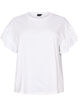 T-shirt i ekologisk bomull med volang&auml;rmar, Vit, Packshot image number 0