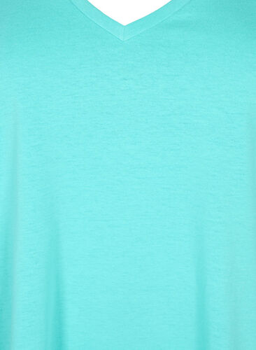 Kortärmad t-shirt med v-hals, Turquoise, Packshot image number 2
