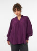 Blus med volangkrage och rynkning, Lila, Model image number 0