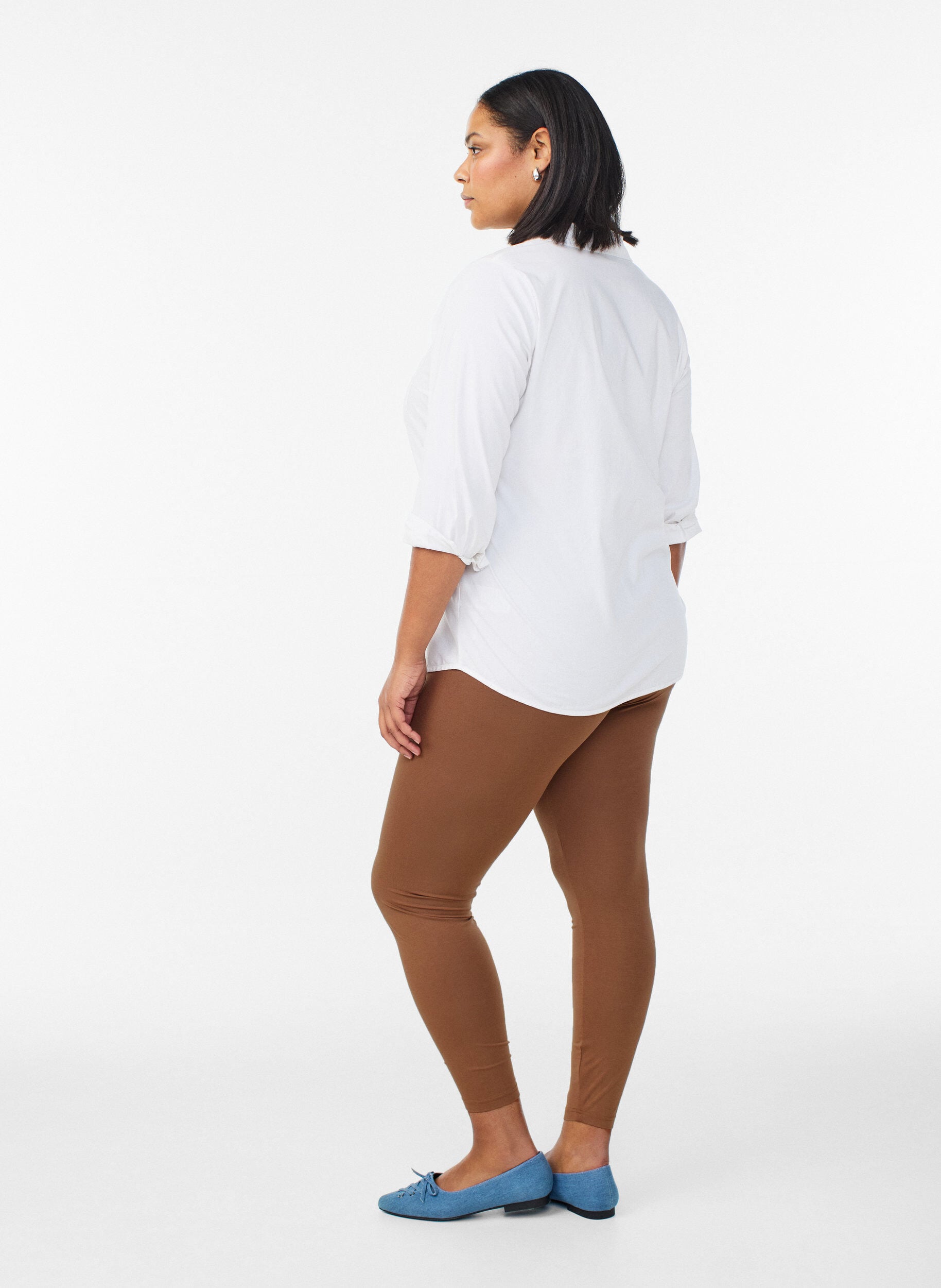 ZizziBasic leggings i viskos, Brun, Model image number 2