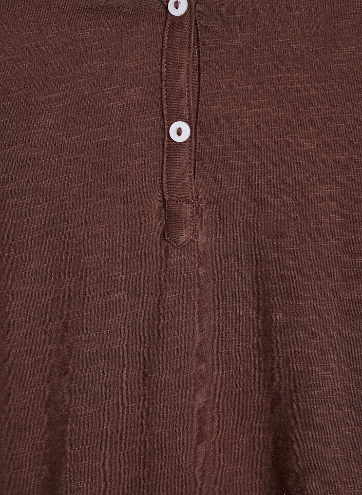 T-shirt med knappdetalj, Brun, Packshot image number 2