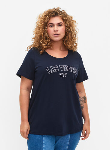 T-shirt i bomull med texttryck, Night Sky W. Las, Model image number 0