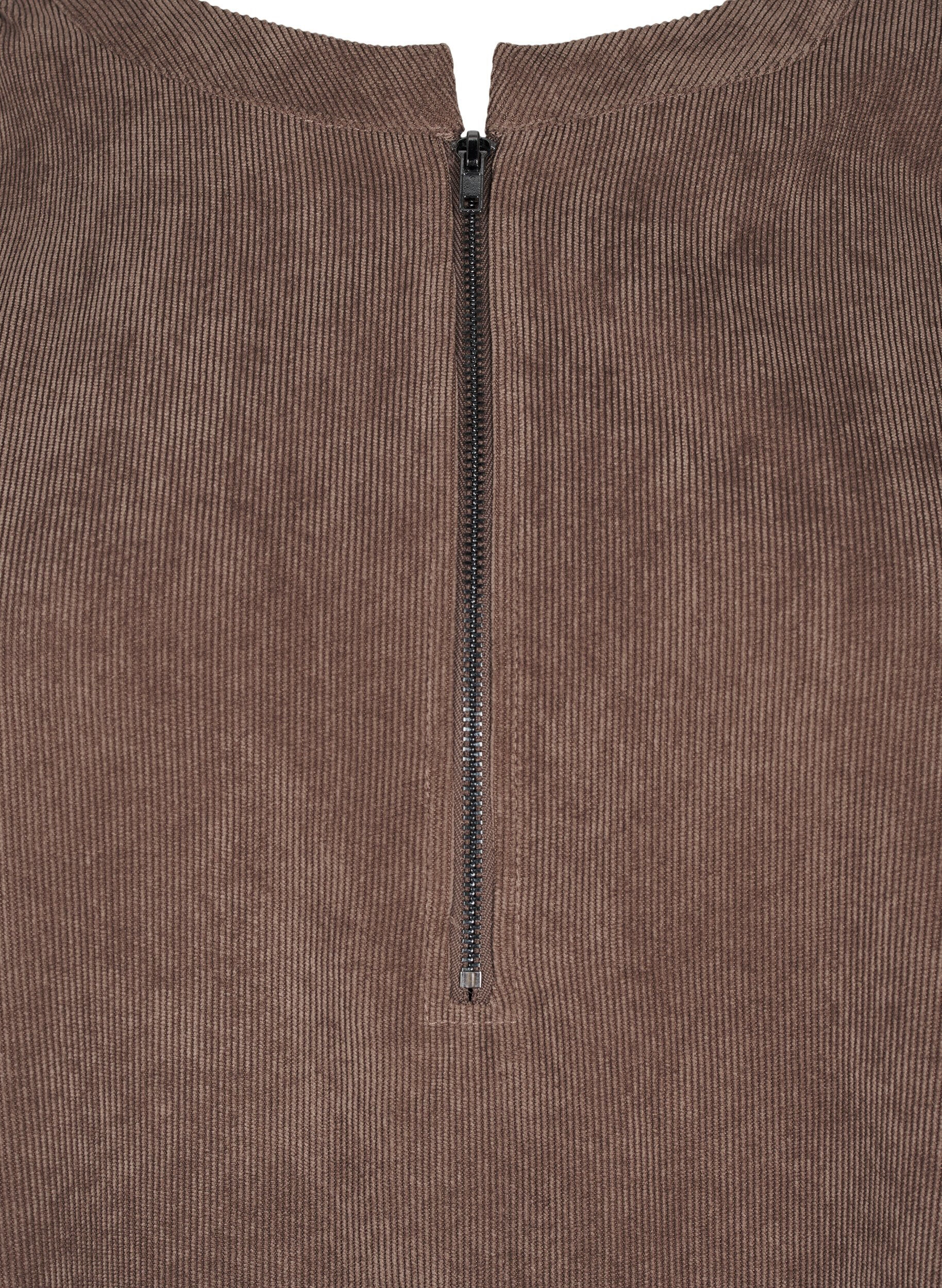 Zizzi Sammetskl&auml;nning med blixtl&aring;sdetalj, Chocolate Martini, Packshot image number 2