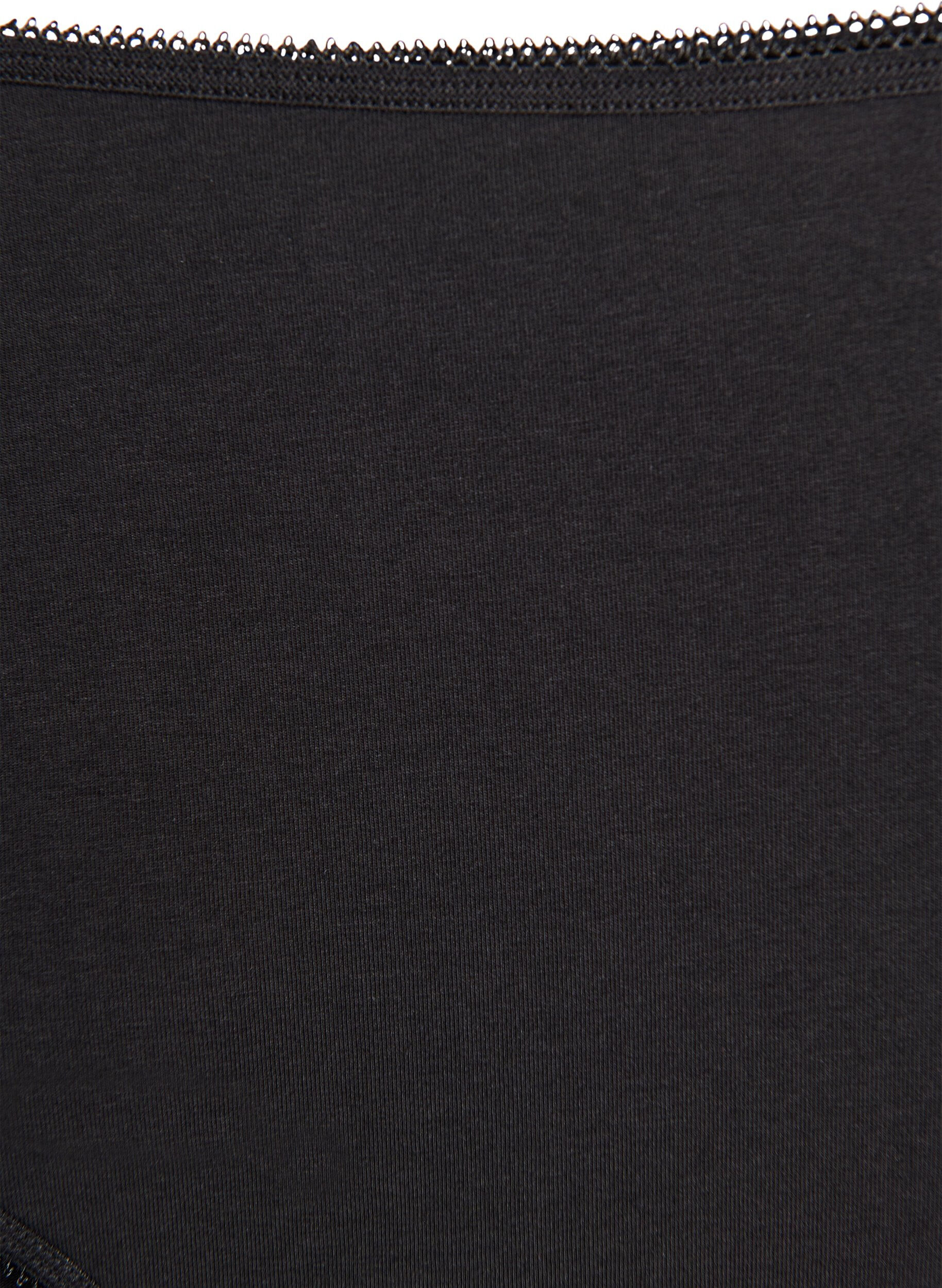 Zizzi 3-pack bomullstrosor med normal midja, Svart, Packshot image number 3