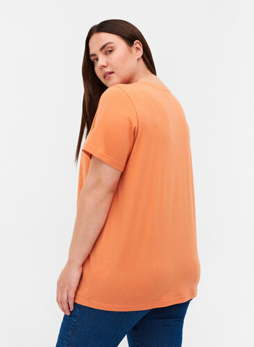 Kortärmad t-shirt med print, Brandied Melon, Model image number 1