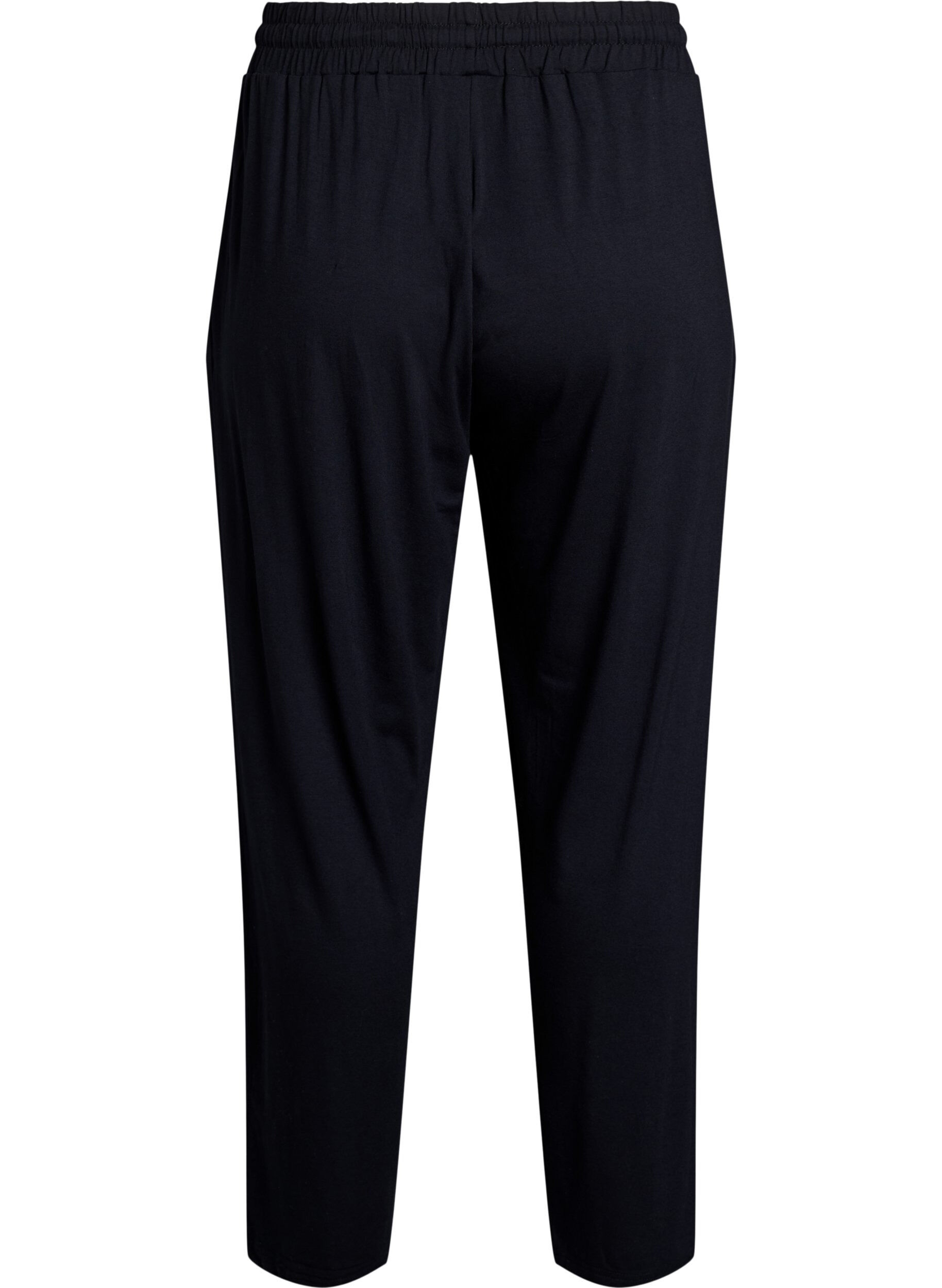 ZizziL&ouml;sa nattbyxor i viskosjersey med fickor, Svart, Packshot image number 1