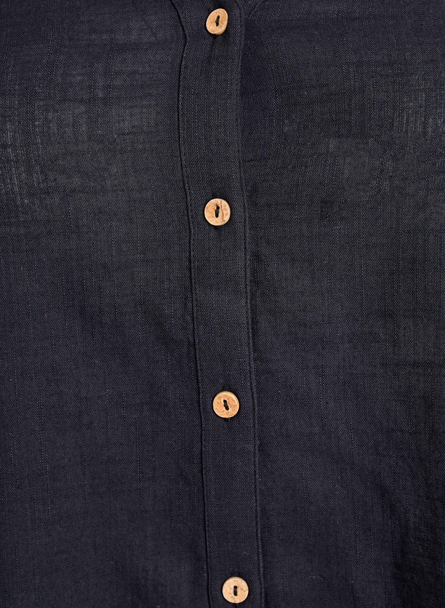 Zizzi Skjortblus i bomull med v-ringning, Svart, Packshot image number 2