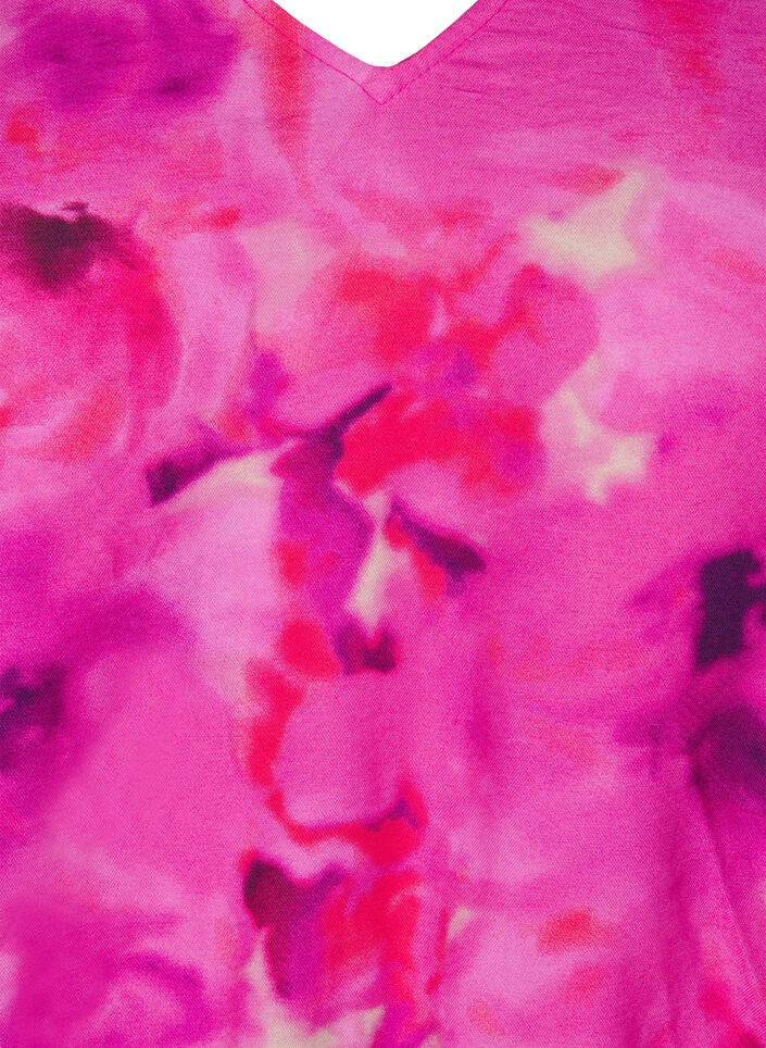 Blommig byxdress med fladdermusärmar, Pink Rose AOP, Packshot image number 2