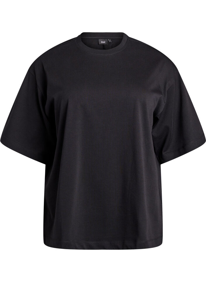 Oversized t-shirt med halvlånga ärmar, Svart, Packshot image number 0
