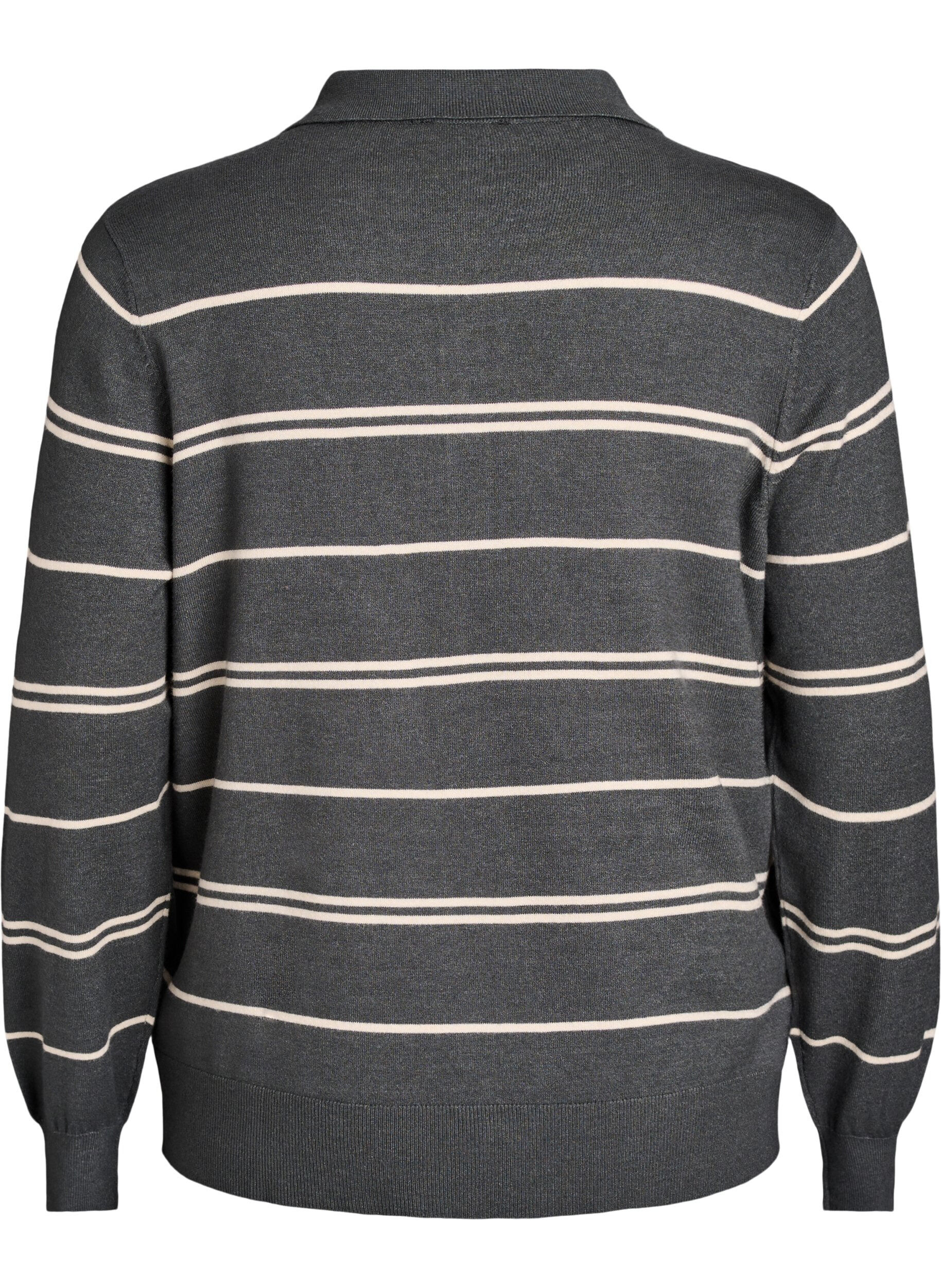 Zizzi Stickad blus med krage, Gr&ouml;n, Packshot image number 1