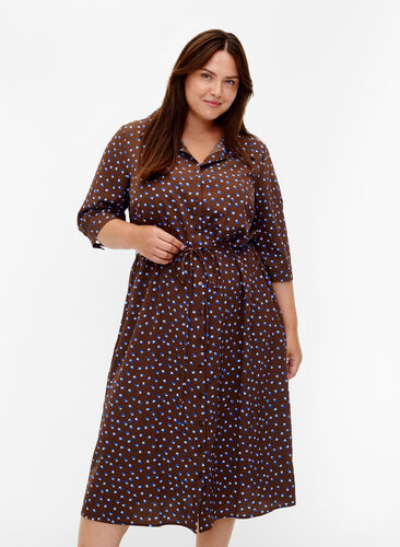 FLASH – Skjortklänning med tryck, Chicory Coffee AOP, Model image number 0