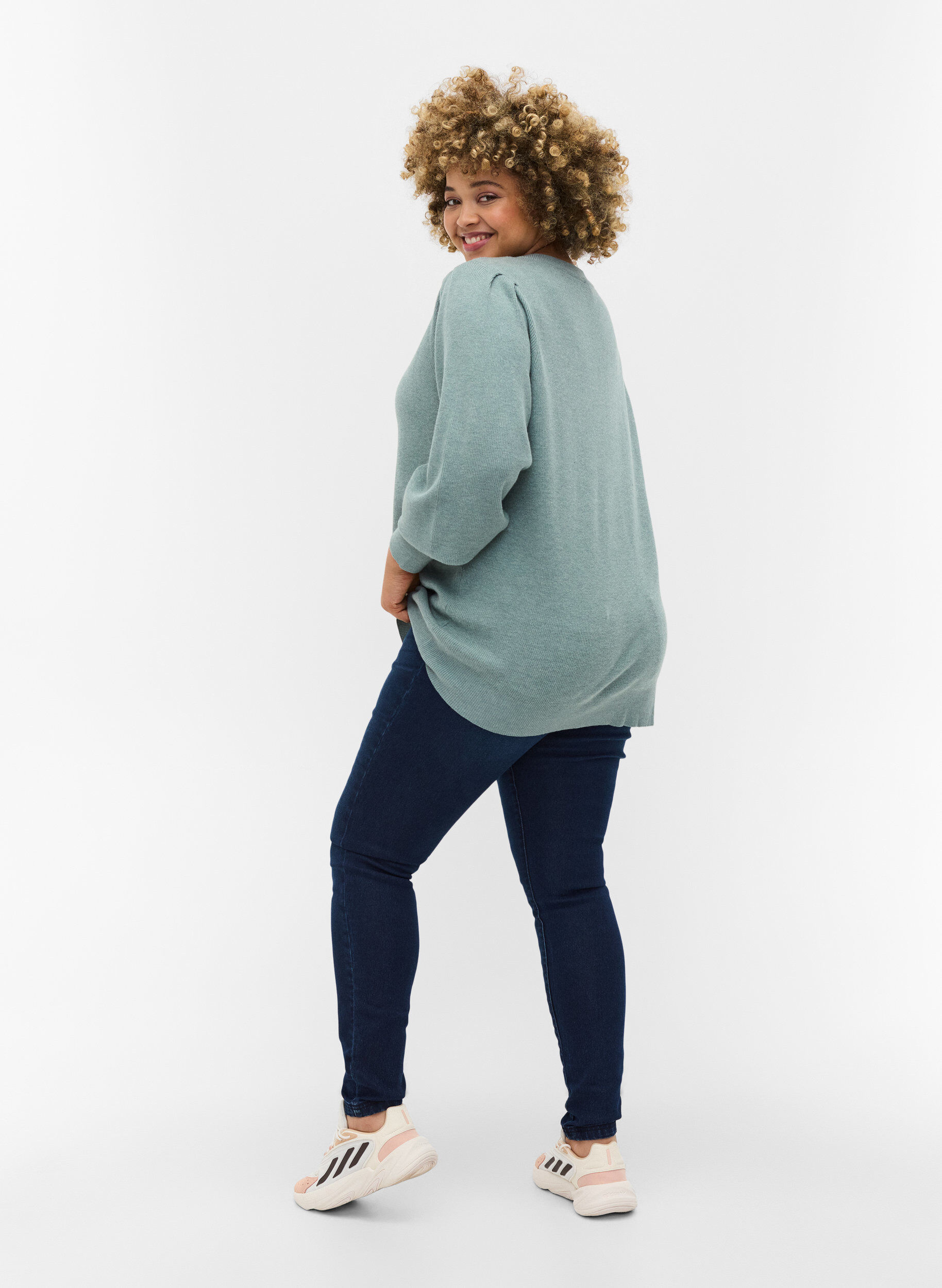 Zizzi Jeggings i bomullsmix, Dark blue denim, Model image number 1