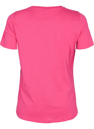 Kortärmad t-shirt i bomull med texttryck, Fandango Pink, Packshot image number 1