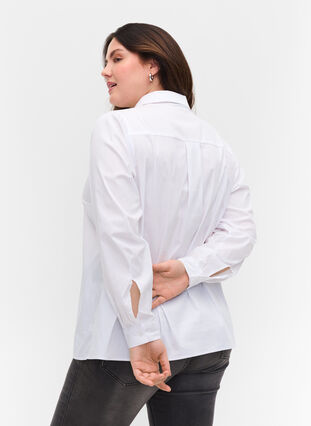 Klassisk skjorta med krage och knappar, Bright White, Model image number 1